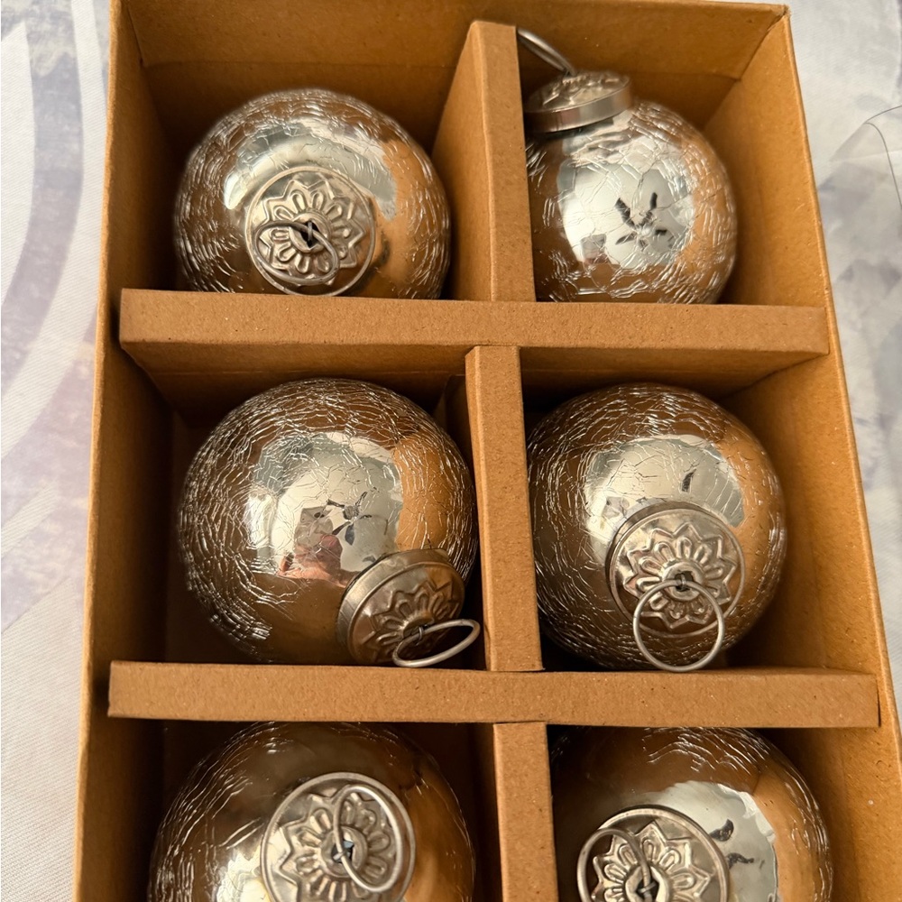 Elegant Silver Holiday Ornaments pack of 6 - See Video